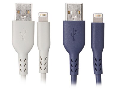 Câbles Lightning à USB de charge et de synchronisation de VITAL - blanc et bleu - 2 pacquet