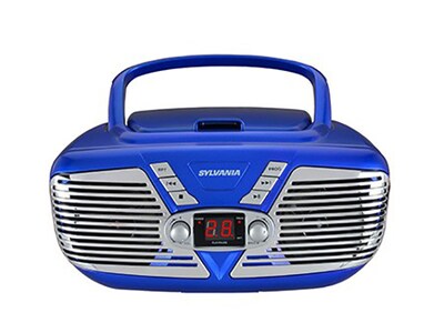 Minichaîne rétro CD/radio AM/FM portative par Sylvania - bleu
