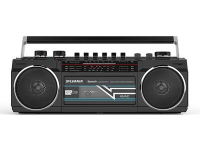 Sylvania Bluetooth® Retro Cassette Boombox with AM/FM  Radio - Black