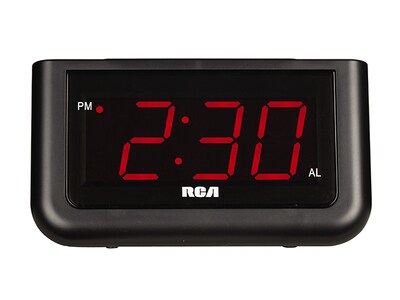 RCA 1.4-in LED Display Alarm Clock with Battery Backup - Black