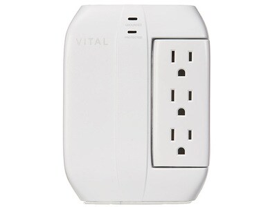 VITAL 5 Outlets Surge Swivel Tap with 2 USB Ports - White