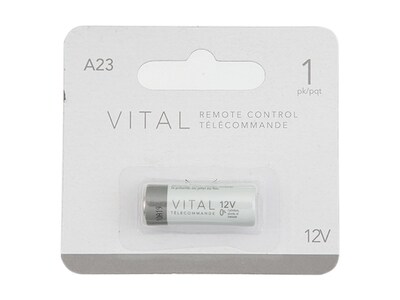 Pile alcaline 12 V pour télécommande A23 d’VITAL - emballage de 1
