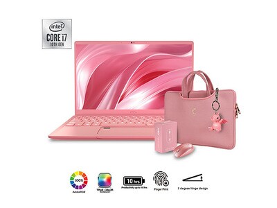 MSI Prestige 14 A10SC-255CA 14” Laptop with Intel® i7-10710U, 512GB SSD, 16GB RAM, NVIDIA GTX 1650 Max-Q & Windows 10 Pro - Pink
