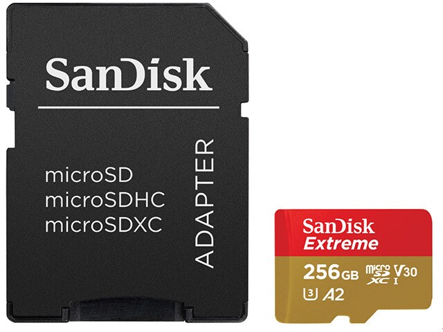 SanDisk Extreme 256GB UHS-I microSDXC Memory Card with A2 Performance