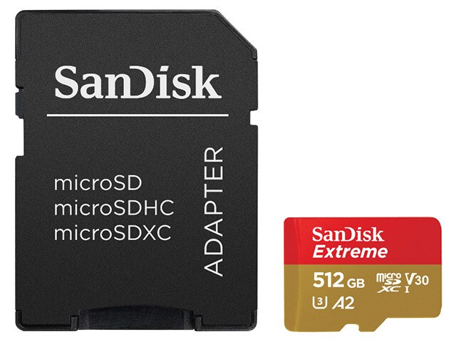 SanDisk Extreme 512GB UHS-I microSDXC Memory Card with A2 Performance