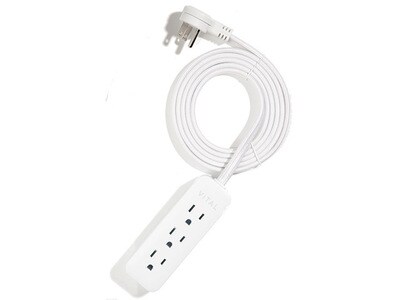 VITAL 1.8m (6’) 3-Outlet Braided Extension Cord - White