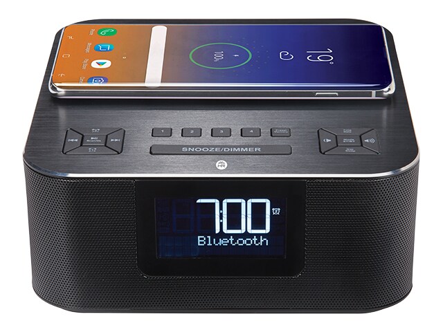 Réveille-matin Bluetooth® avec technologie de recharge Qi sans fil de HeadRush