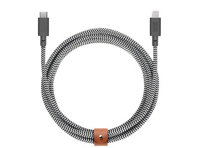 Câble USB-C vers Ligntning de 10 pi Belt Cable XL BELTKVCLZEB3 de Native Union - zèbre