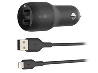 Chargeur pour la voiture à deux ports USB avec câble Lightning BOOST CHARGE de Belkin