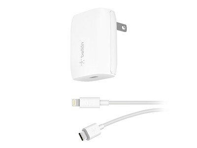 Belkin BOOST↑CHARGE 18W USB-C PD Wall Charger + USB-C-to-Lightning Cable - White