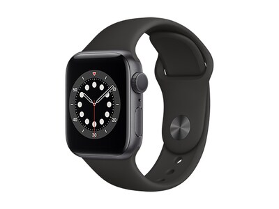 Boîte ouverte - Apple® Watch série 6 de 40 mm avec boîtier en aluminium gris cosmique et bracelet sport noir (GPS)