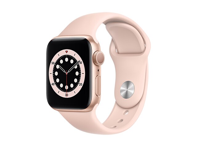 Apple®  Watch série 6 de 40 mm avec boîtier en aluminium doré avec bande sport sable rose (GPS) - Boîte ouverte 