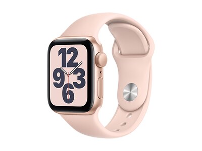 Apple® Watch SE 40mm avec boîtier en aluminium doré avec bande sport sable rose (GPS)