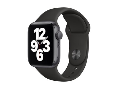 Apple® Watch SE 40mm avec boîtier en aluminium gris cosmique et bracelet sport noir (GPS)