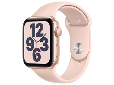 Apple® Watch SE 44mm avec boîtier en aluminium doré avec bande sport sable rose (GPS)