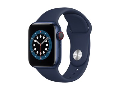 Apple® Watch série 6 de 40mm avec boîtier en aluminium bleu et bracelet sport marine (GPS + Cellular)