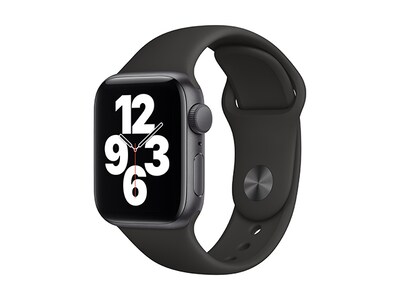 Apple® Watch SE 40mm avec boîtier en aluminium gris cosmique et bracelet sport noir (GPS + Cellular)