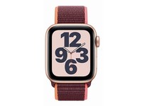 Apple® Watch SE 40mm avec boîtier en aluminium doré et bracelet sport à rabat plum (GPS + Cellular)