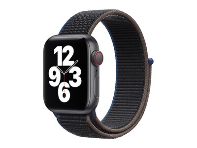 Apple® Watch SE 40mm avec boîtier en aluminium gris espace et bracelet sport à rabat charbon (GPS + Cellular)