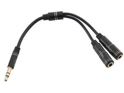 VITAL 152mm (0.5’) Shielded Male-to-Dual Female Y-Adapter Cable - Black