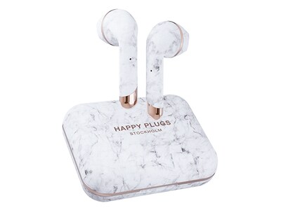 Happy Plugs Air 1 Plus In-Ear Noise Cancelling Earbuds - White Marble