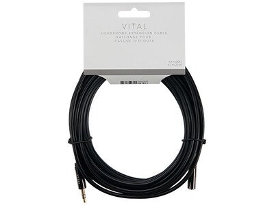 VITAL 6.1m (20’) Male-to-Female Headphone Extension Cable - Black