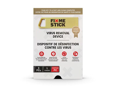 FixMeStick - Virus Removal Device - Unlimited Use on up to 3PCs for 1 Year