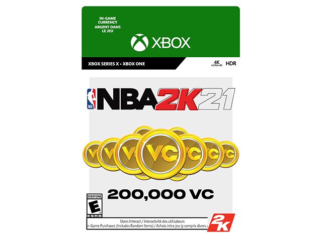 NBA 2K21: 200,000 VC (Code Electronique) pour Xbox Series X/S & Xbox One