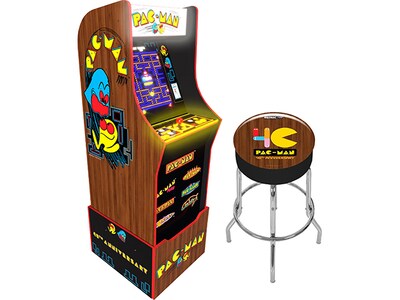 Arcade1UP Pac-Man 40th with Riser, Lit Marquee & Stool