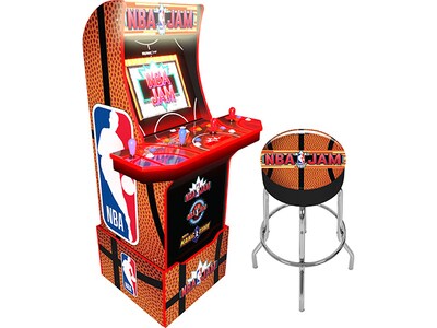 Arcade1UP NBA Jam with Riser, Lit Marquee & Stool