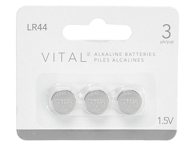 VITAL 357 Alkaline LR44 1.5V Button Cell Battery - 3-Pack