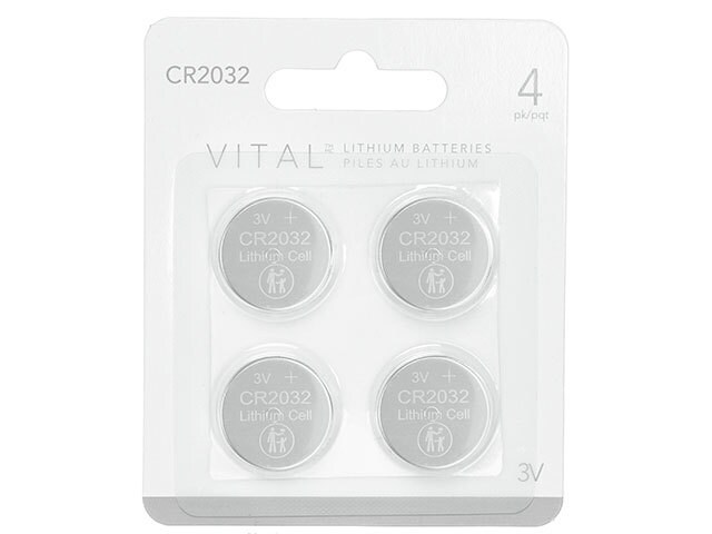 Pile bouton au lithium de 3 V CR2032 d'Vital - emballage de 4