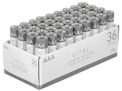 Piles alcalines AAA de Vital - emballage de 36