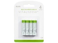 Emballage de 4 piles rechargeables AAA Ni-MH de Vital