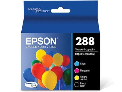 Epson T288120-BCS 288 Lot de 4 cartouches d'encre noir et couleur C/M/Y/K	