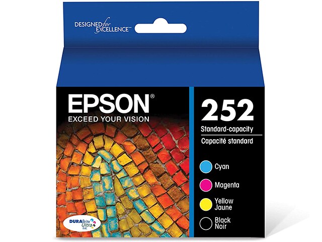 Epson 252 T252120-BCS 252 Lot de 4 cartouches d'encre Noir/couleur C/M/Y/K				