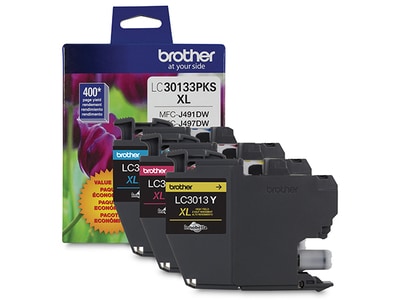 Brother LC30133PKS Genuine High Yield Color Ink Cartridges - Cyan, Magenta & Yellow