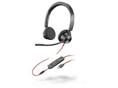 Poly 214017-101 Blackwire 3325 USB-C & 3.5 mm Microsoft Headphones - Black