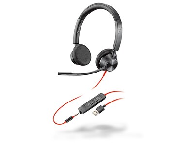 Poly 214016-101 Blackwire 3325 USB-A & 3.5 mm Microsoft Headphones - Black