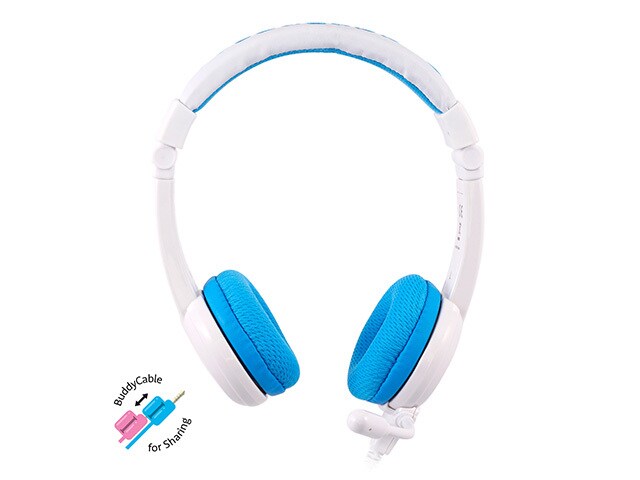BuddyPhones School+ On-ear Wired Kids Headphones with Mic - Blue