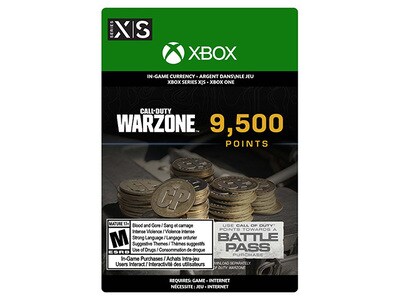 Call of Duty: Warzone Points - 9,500 (Code Electronique) pour Xbox One & Xbox Series X/S