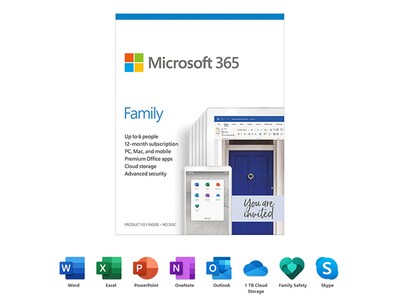 Microsoft 365 Famille - Abonnement de 12 mois - Anglais