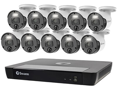 Swann Master 4K Ultra HD 2TB HD, NVR Security System with 10 x 4K Heat & Motion Detection Spotlight IP Cameras