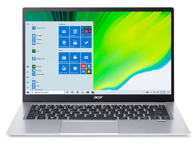 Égratigné et bosselé -Ordinateur portable 14 po Swift SF114-33-C5PY  d'Acer avec processeur Intel® , disque SSD de 128 Go, MEV de 4 Go et Windows 10 famille en mode S - argent