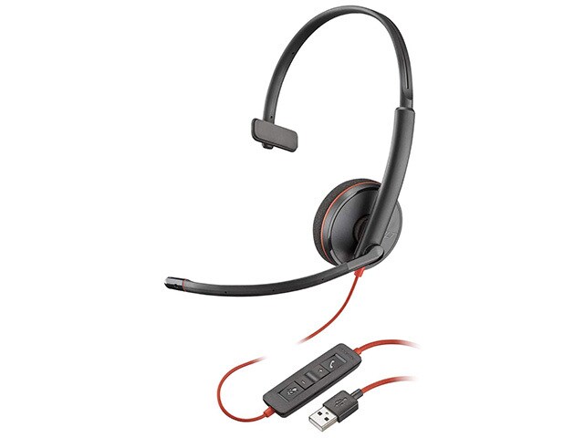 Plantronics Blackwire 3210 Corded UC Wired USB Headset - Black