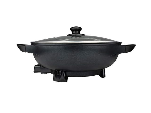 Brentwood SK-69 13-Inch Non-Stick Flat Bottom Electric Wok Skillet with Vented Glass Lid