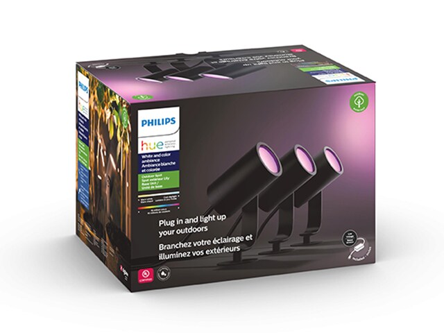 Philips Hue White and Colour Ambiance Lily Outdoor Spotlight Base kit (3-pack)