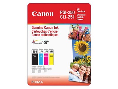 Paquet de cartouches d'encre Canon format club - PGI-250 BK/CLI-251 CMY (6497B010AA)