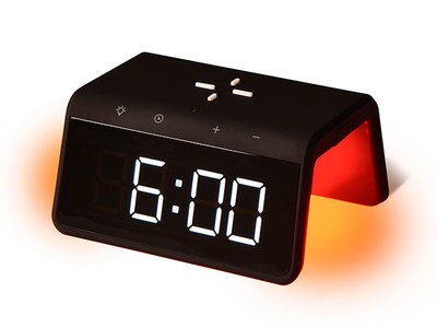 RCA 10W Qi Charging Alarm Clock with Multi-Colour Nightlight - Black