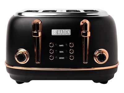 Haden Heritage 75042 4-Slice Wide Slot Toaster - Black and Copper